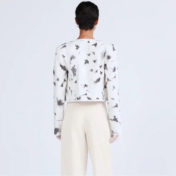 Derek Lam 10 Crosby Cameron Cotton Sequin Jacket, White/Black Multi, Size 10 NWT - Picture 3 of 9